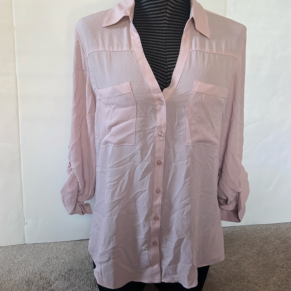 EXPRESS sheer pink polyester top